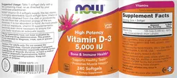 Label for High Potency Vitamin D-3 5,000 IU