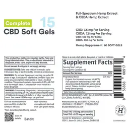 Label for Complete CBD Soft Gels 15 mg