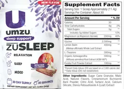 Label for ZuSleep Apple Cinnamon Flavor