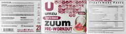 Label for Zuum Pre-Workout Tiger's Blood