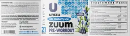 Label for Zuum Pre-Workout Wild Blueberry Acai