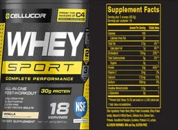 Label for Whey Sport Vanilla