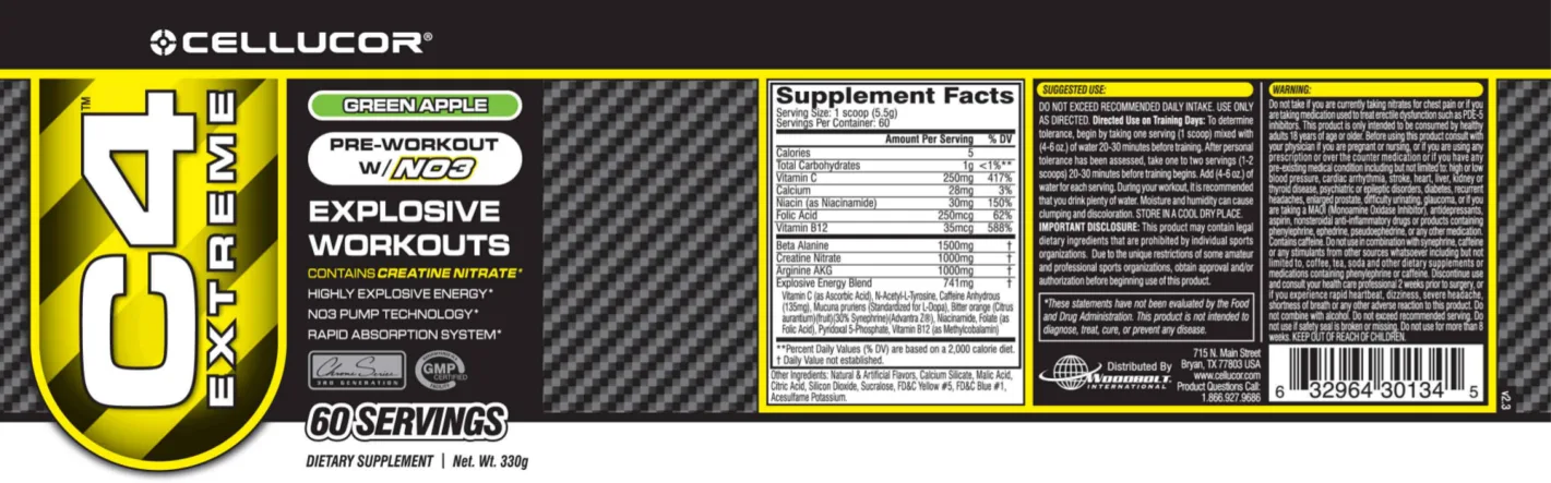 Label for C4 Extreme Green Apple