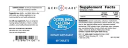 Label for Oyster Shell Calcium 500 mg