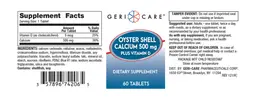 Label for Oyster Shell Calcium 500 mg plus Vitamin D