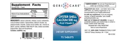 Label for Oyster Shell Calcium 500 mg plus Vitamin D