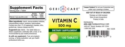 Label for Vitamin C 500 mg