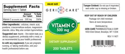 Label for Vitamin C 500 mg
