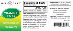 Label for Vitamin C 500 mg