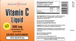 Label for Vitamin C Liquid 500 mg Lemon Flavor