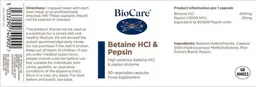 Label for Betaine HCl & Pepsin