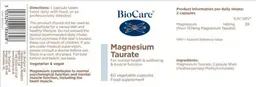 Label for Magnesium Taurate