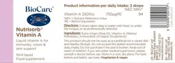 Label for Nutrisorb Vitamin A