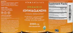 Label for Organic Ashwagandha 2250 mg
