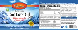 Label for Cod Liver Oil Gems Natural Lemon Flavor