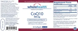 Label for CoQ10 400 mg