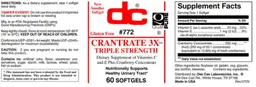Label for Crantrate 3X Triple Strength