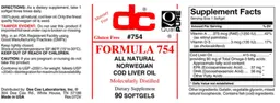 Label for Formula 754 All Natural Norwegian Cod Liver Oil
