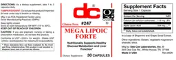 Label for Mega Lipoic Forte