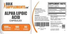 Label for Alpha Lipoic Acid 600 mg