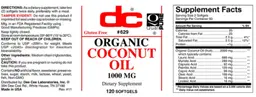 Label for Organic Coconut Oil 1000 mg