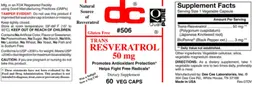 Label for Trans Resveratrol 50 mg