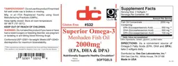 Label for Superior Omega-3 Menhaden Fish Oil 2000 mg