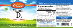 Label for Vitamin D3 5,000 IU (125 mcg)
