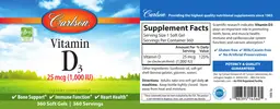 Label for Vitamin D3 25 mcg (1,000 IU)
