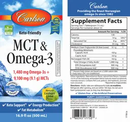 Label for MCT & Omega-3 Natural Lemon Lime Flavor