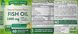 Label for Fish Oil 2,000 mg Natural Lemon Flavor