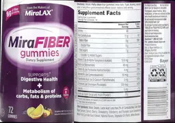 Label for MiraFiber Gummies