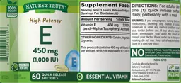 Label for High Potency E 450 mg (1,000 IU)