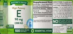 Label for High Potency E 90 mg (200 IU)