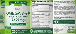 Label for Triple Omega 3-6-9 3,600 mg
