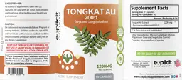 Label for Tongkat Ali 200:1 1200 mg