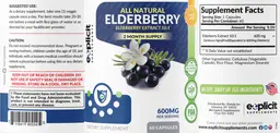 Label for Elderberry 600 mg