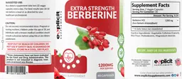 Label for Extra Strength Berberine 1200 mg