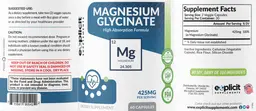 Label for Magnesium Glycinate 425 mg