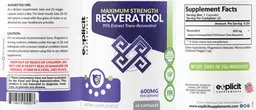 Label for Resveratrol 600 mg