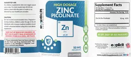 Label for Zinc Picolinate 50 mg