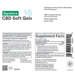 Label for Signature CBD Soft Gels 15 mg