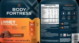 Label for 100% Whey Premium Protein Chocolate