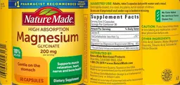 Label for Magnesium Glycinate 200 mg