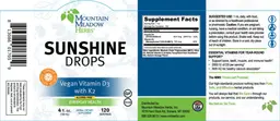 Label for Sunshine Drops Natural Orange Flavor