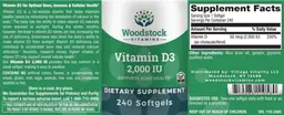 Label for Vitamin D3 2,000 IU