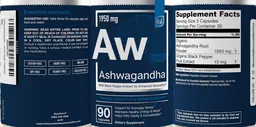 Label for Ashwagandha 1950 mg