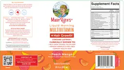 Label for Liquid Morning Multivitamin + Hair Growth Peach Mango