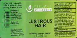 Label for Lustrous Hair
