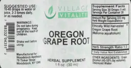 Label for Oregon Grape Root